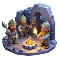 dazzling urban A group of dwarves mining for gems in a dimly lit cavern, torchlight, fantasy RPG style precision png