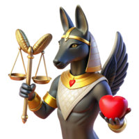 magnificent calm classic A stoic Anubis weighing a heart against a feather, dramatic backlighting, ancient Egyptian style expertly shot png