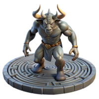 dazzling unforgettable A powerful minotaur in a labyrinth, intricate stonework, chiaroscuro lighting, Renaissance style png