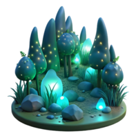 vibrant distinctive A group of fireflies illuminating a dark forest, bioluminescent light, fantasy style, ethereal glow, png