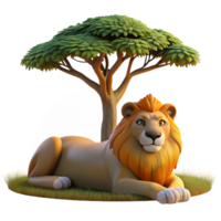 pristine ethereal renaissance A regal lion pride resting under the shade of an acacia tree, golden hour lighting, National Geographic photography style precision png