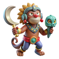 gorgeous melancholic creative A playful Aztec Ahuizotl, with a monkey s hand at the end of its tail, lurking in a moonlit lake, in a pre Columbian art style precision png