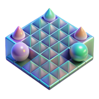 alluring coveted A field of geometric shapes arranged in a grid pattern, with a holographic texture and a shifting color scheme. Ambient occlusion png