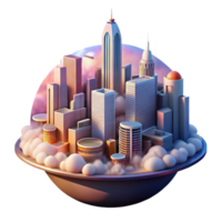 passionate striking A futuristic cityscape at dawn, skyscrapers reaching into the clouds, flying vehicles weaving between them, rendered in a pixel art style, sunrise palette detailed png