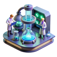 splendid creative A futuristic laboratory filled with glowing equipment, scientists working in the background, sterile and bright lighting, science fiction illustration style original png
