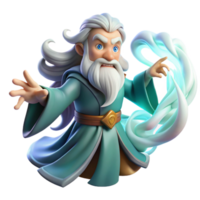distinguished modern A wise old wizard with a flowing white beard casting a spell amidst a swirling vortex of arcane energy, dynamic lighting, in a digital painting style detailed png