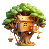 memorable art deco A whimsical treehouse nestled in the branches of a giant tree, warm sunlight filtering through the leaves, detailed and cozy style flawless png