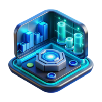 tirar o fôlego artístico uma futurista interface, complexo dados visualizações, brilhando néon azul, cyberpunk estilo feito à mão png