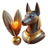 beautiful bohemian Anubis weighing a heart against a feather in the Duat, hieroglyphs glowing faintly, Egyptian art style, dim, ethereal lighting, museum quality png