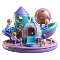 serene unparalleled A group of children playing in a futuristic playground, bright colors, whimsical style, concept art, png