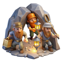 elegant timeless A group of dwarves mining for gems in a mountain cave, flickering lantern light, detailed and gritty style png