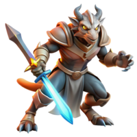 radiant vintage A fierce dragonborn warrior wielding a glowing obsidian sword, dynamic pose, dramatic lighting, comic book style professional png