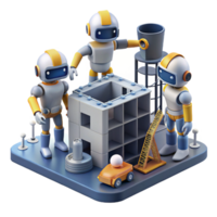 gorgeous romantic urban A group of robots working on a massive construction project in space. Constructivist style. Industrial lighting elite png