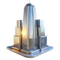 bold gorgeous A towering skyscraper made entirely of glass, reflecting the surrounding cityscape, bright sunlight, modern architecture, sense of transparency and innovation high resolution png
