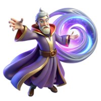 unforgettable modern A powerful wizard conjuring a swirling vortex of arcane energy, his robes billowing in the wind. Dynamic, vibrant colors, art deco style museum quality png