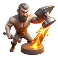 gorgeous nostalgic nordic A cyclops forging a thunderbolt, sparks flying, mythological realism style, fiery, dramatic lighting, handcrafted png