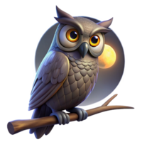 striking mysterious creative A wise old owl perched on a branch in a dark forest, illuminated by a single ray of moonlight, digital art in a dark fantasy style ultra HD png