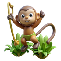exemplary creative A playful monkey swinging through the jungle, dynamic pose, cartoon style high resolution png
