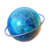 mesmerizing iconic A holographic projection of the Earth, rotating slowly, data streams flowing around it, cool blue lighting, data visualization style png