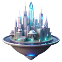 mesmerizing abstract A futuristic floating city, sleek white and silver architecture, glowing neon lines, holographic billboards, cyberpunk aesthetic, viewed from below luxury png