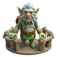 extraordinary rustic A wise old troll guarding a bridge, dimly lit, fantasy art style expertly shot png