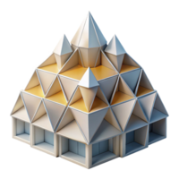 dazzling melancholic modern An intricate origami inspired building, folded paper like structures, soft lighting gallery standard png