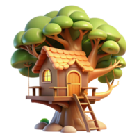 memorable impressionist A whimsical treehouse nestled in the branches of a giant tree, warm sunlight filtering through the leaves, detailed and cozy style expertly shot png