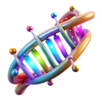 sought after impressionist A DNA double helix composed of glowing data streams, illuminated by a dynamic, multi colored light, bio tech style precision png