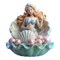 magnificent bold retro A beautiful Aphrodite emerging from the sea foam, seashells and pearls, soft lighting, classical style 4K png