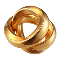 signature renaissance Interlocking rings of polished gold, reflecting a distorted environment, with realistic lighting, in an art deco style top tier png