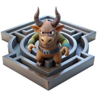 remarkable futuristic The Minotaur trapped within the labyrinth, shadows stretching, dark fantasy style, dimly lit, claustrophobic, flawless png