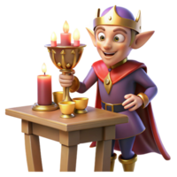 striking iconic A mischievous imp stealing a jeweled goblet from a royal banquet table. Warm, candlelight, comic book style png