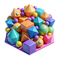 vibrant unforgettable A field of randomly generated, geometric shapes, in a vibrant, contrasting color palette, lit by a bright, pop art style light png