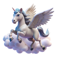 extraordinary acclaimed A majestic pegasus flying through a cloudy sky, soft sunlight, dreamlike style png