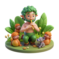 sought after art deco A mischievous Pan playing his pipes in a sun drenched forest glade, surrounded by nymphs and satyrs, vibrant and colorful, Impressionist style, crisp png