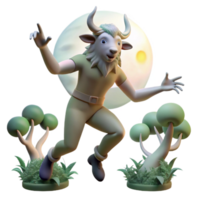 glorious acclaimed A playful satyr dancing in a moonlit forest, soft, diffused lighting, Rococo style png