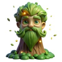 celebrated elegant A wise old talking tree with glowing eyes and a flowing beard of moss, surrounded by fireflies, magical realism expertly shot png