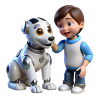 ethereal captivating A robotic dog interacting with a child, soft lighting, heartwarming style studio quality png