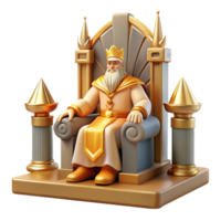 extraordinary sought after A wise Odin sitting on his throne, grand hall with golden light, Norse Mythology style png