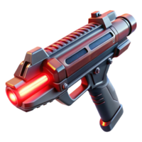gorgeous distinguished A futuristic weapon, its sleek design hinting at its destructive power, illuminated by a menacing red light, rendered in a sci fi, concept art style png