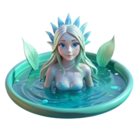 dramatic abstract A serene water nymph floating in a crystal clear pond, soft lighting, fantasy art style precision png