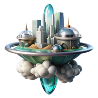 picturesque elegant A floating city above a gas giant, metallic and glass structures, swirling clouds, science fiction atmosphere, futuristic style, sharp png