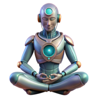 beautiful acclaimed A cyborg with intricate mechanical augmentations, meditating in a serene, zen garden. Soft lighting, biopunk style png