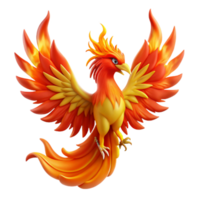 extraordinary romantic futuristic A majestic phoenix with feathers of fire, rising from the ashes of a burning pyre, vibrant colors gallery standard png