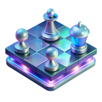 elegant acclaimed A holographic chessboard with pieces moving autonomously, soft lighting, futuristic style png