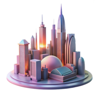 acclaimed bohemian A futuristic cityscape at dawn, soft lighting, skyscrapers reaching into the sky, futuristic architecture style sharp png