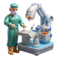 remarkable art deco A robotic surgeon performing a delicate operation, intricate instruments, sterile, bright lighting, photorealistic style genuine png