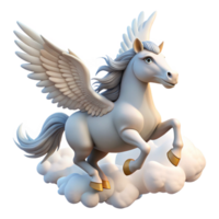 radiant unparalleled A proud pegasus soaring through the clouds, bright sunlight, hyperrealistic style png