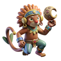 sumptuous tranquil artistic A playful Aztec Ahuizotl, with a monkey s hand at the end of its tail, lurking in a moonlit lake, in a pre Columbian art style original png