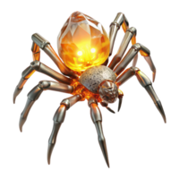 joyful radiant A crystalline spider, with legs made of shimmering quartz and a body of glowing amber, spins a web of starlight in the void of space. Surreal style, ethereal lighting 8K png
